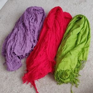 3 colored scarves bundle